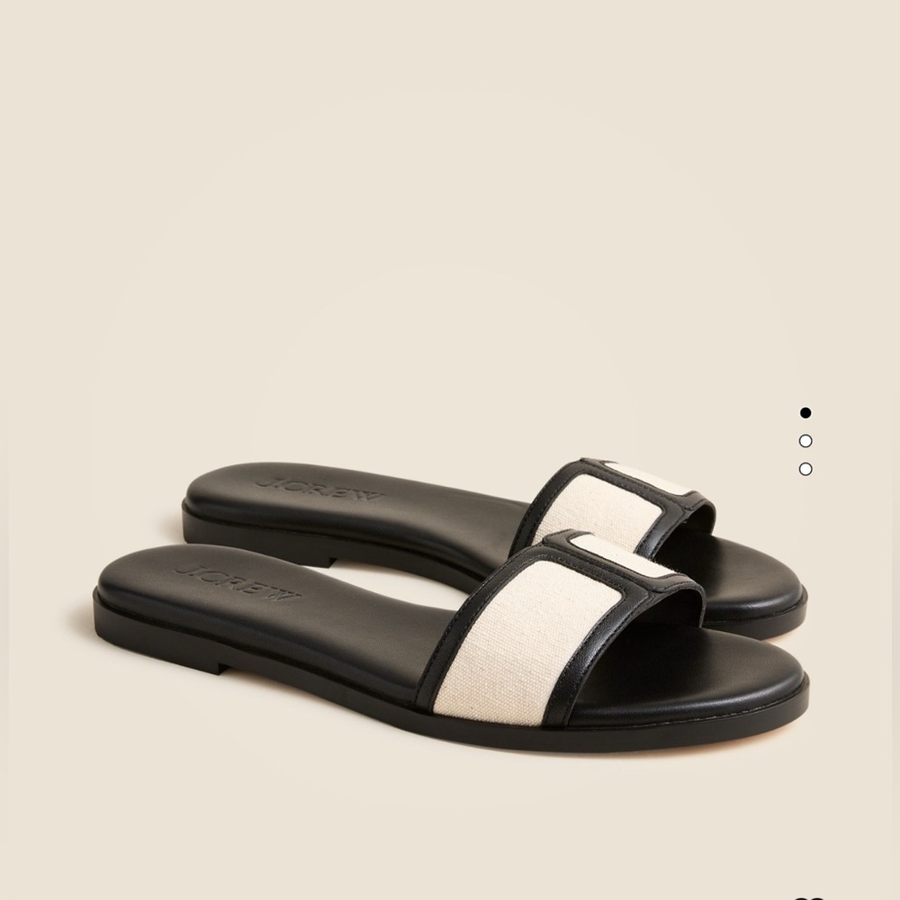 J.Crew NEW IN BOX,  Women's Slide Sandals, in Canvas and Leather, 8